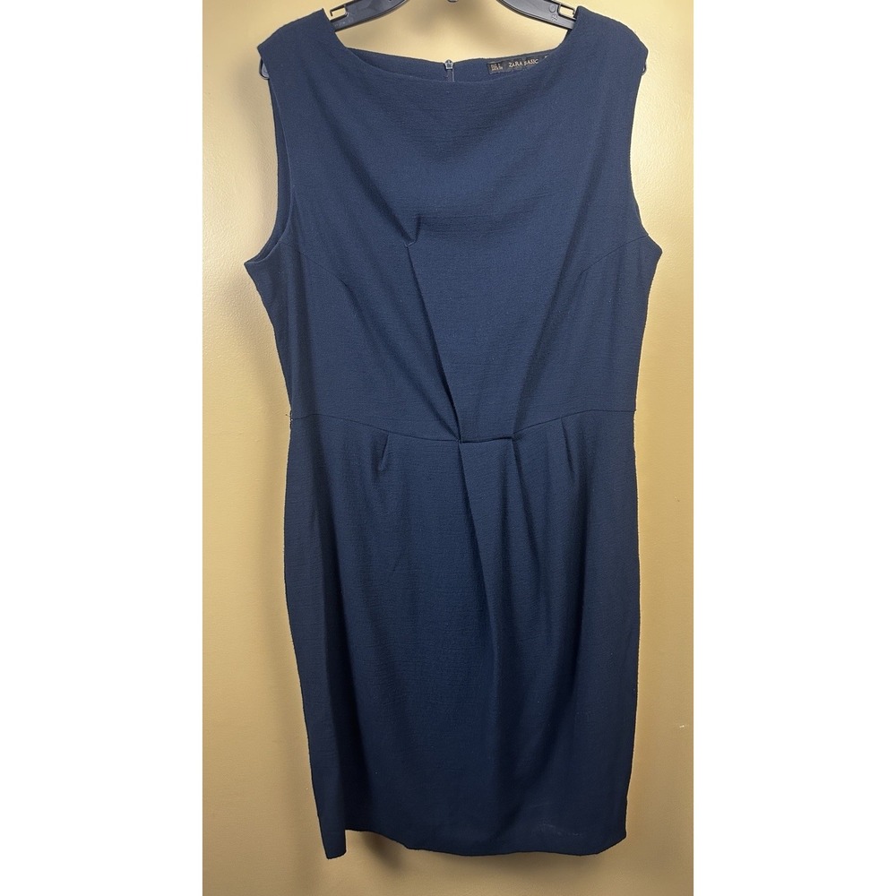 ZARA BASIC Women's Mid Length‎ Dress Black Sleeveless Size L No Belt